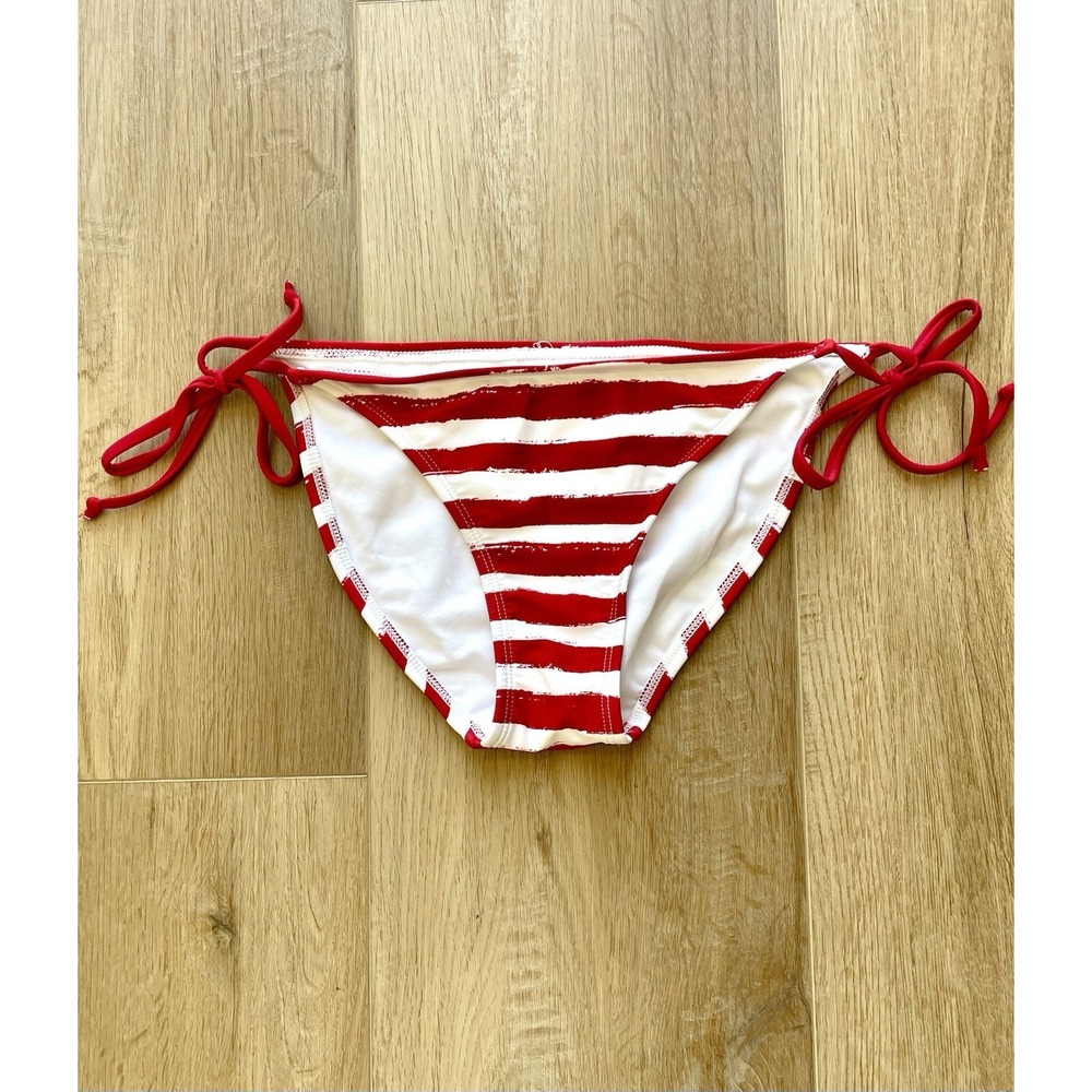 Women's Xhilaration Red and White Striped Hipster Bikini Bottoms Size M